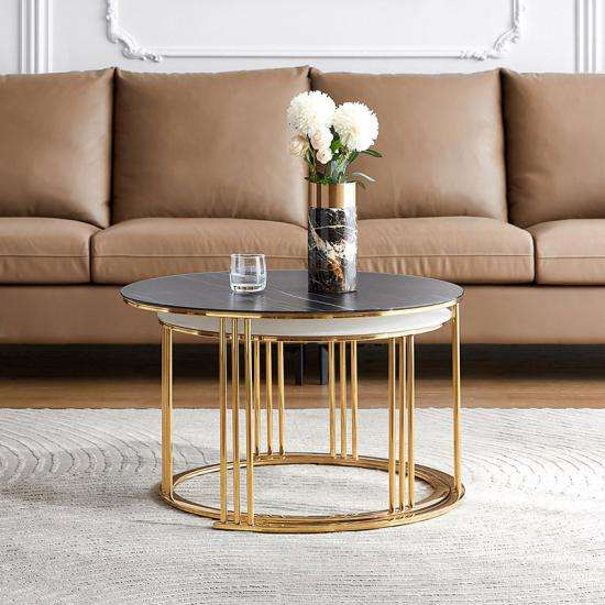 Bloodstone Round coffee Tables- Set of Two