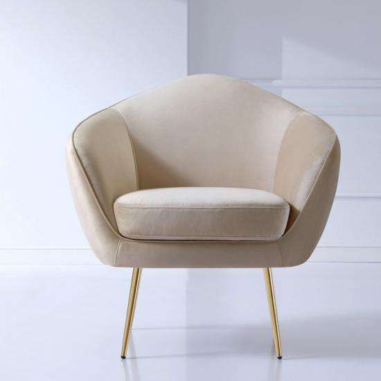 Modern Velvet Leisure Armchair - Beige