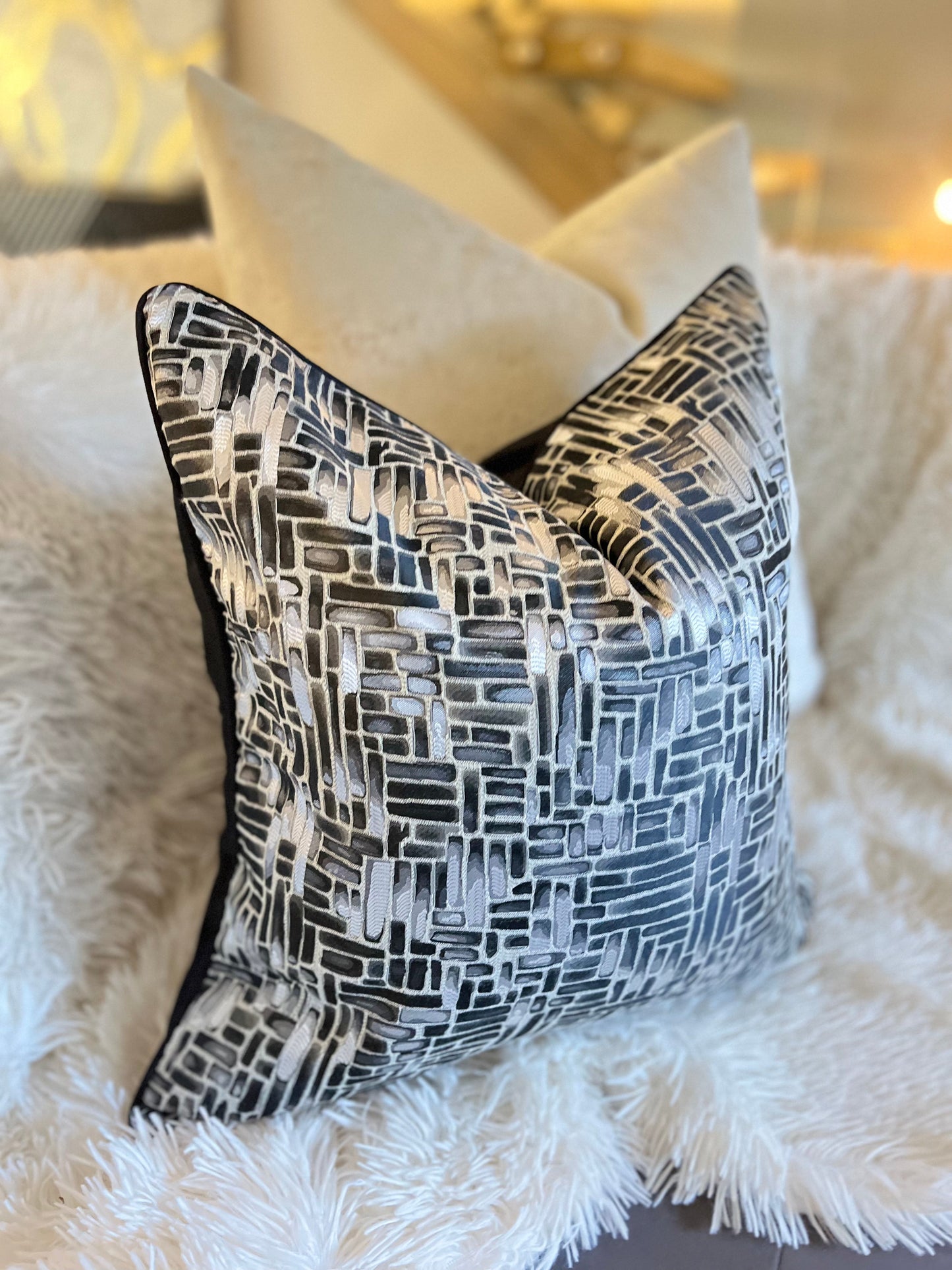 Silver and Black Luxury Cushion Cover