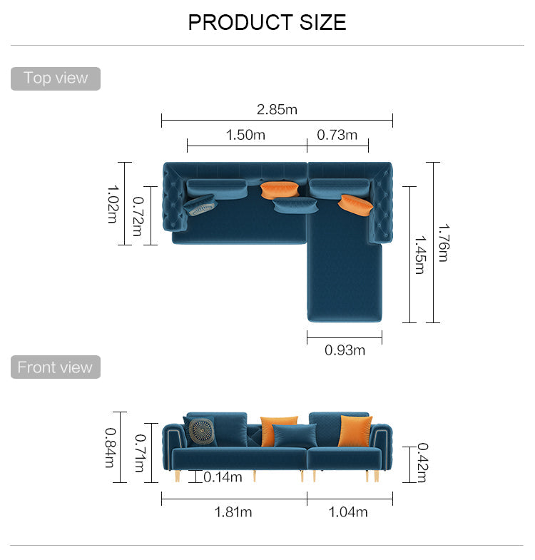 Cosmic Sectional Sofa Dark Blue - Right Chaise