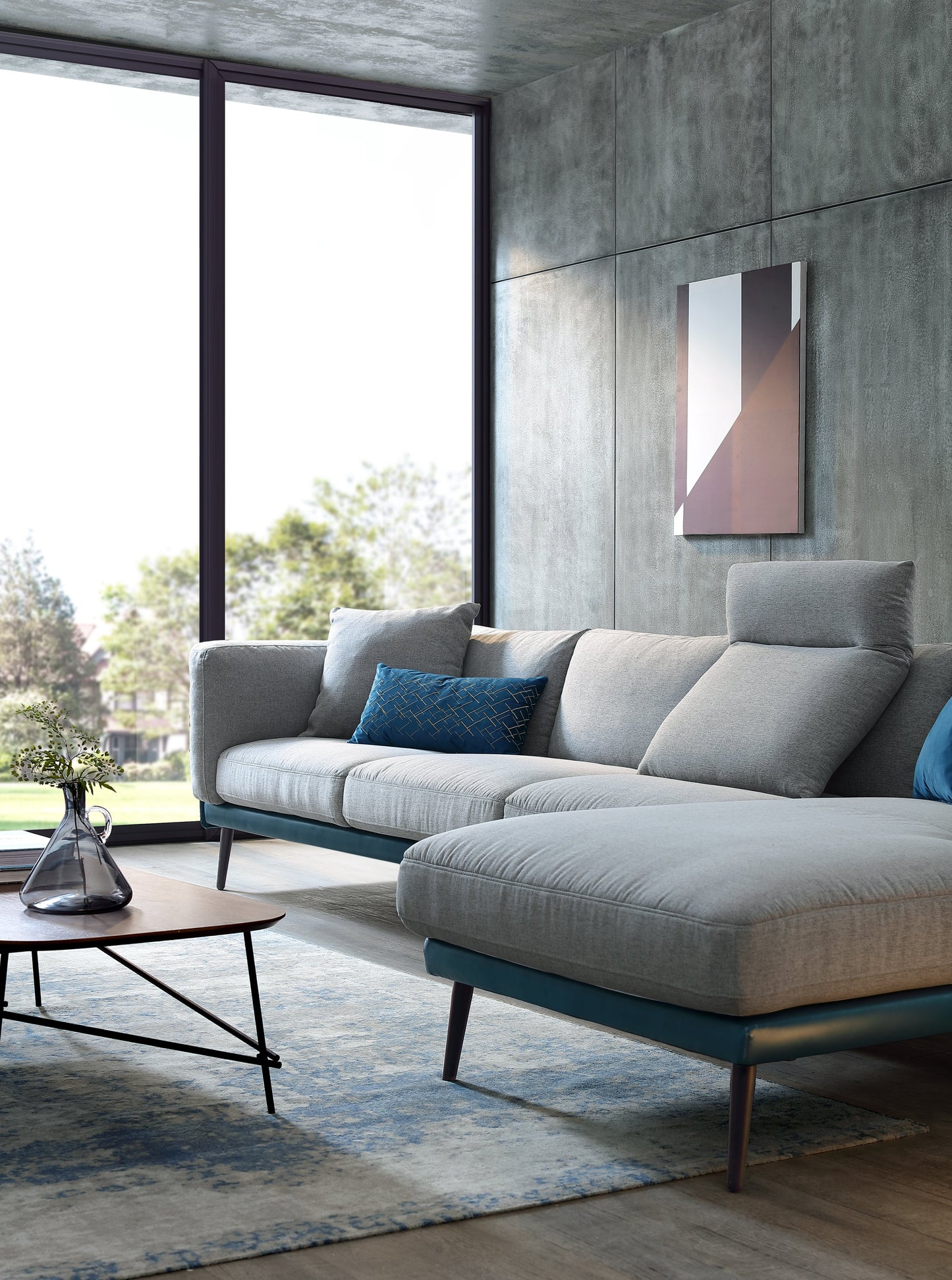 Nyna Sectional Sofa (Left Chaise) (Blue)