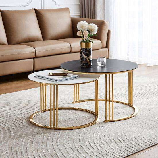 Bloodstone Round coffee Tables- Set of Two
