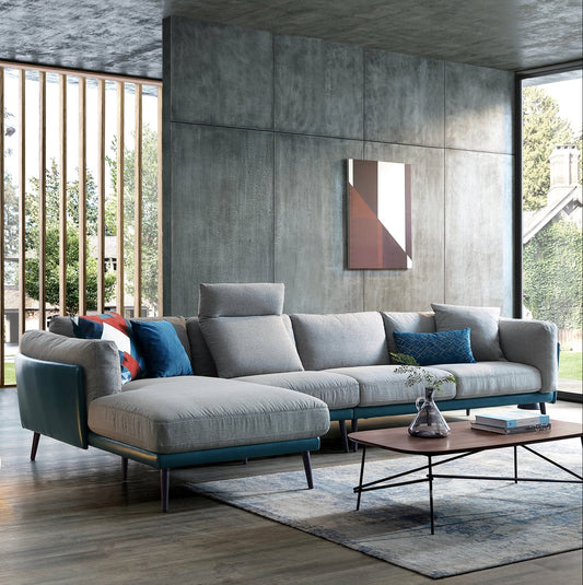 Nyna Sectional Sofa (Right Chaise) (Blue)
