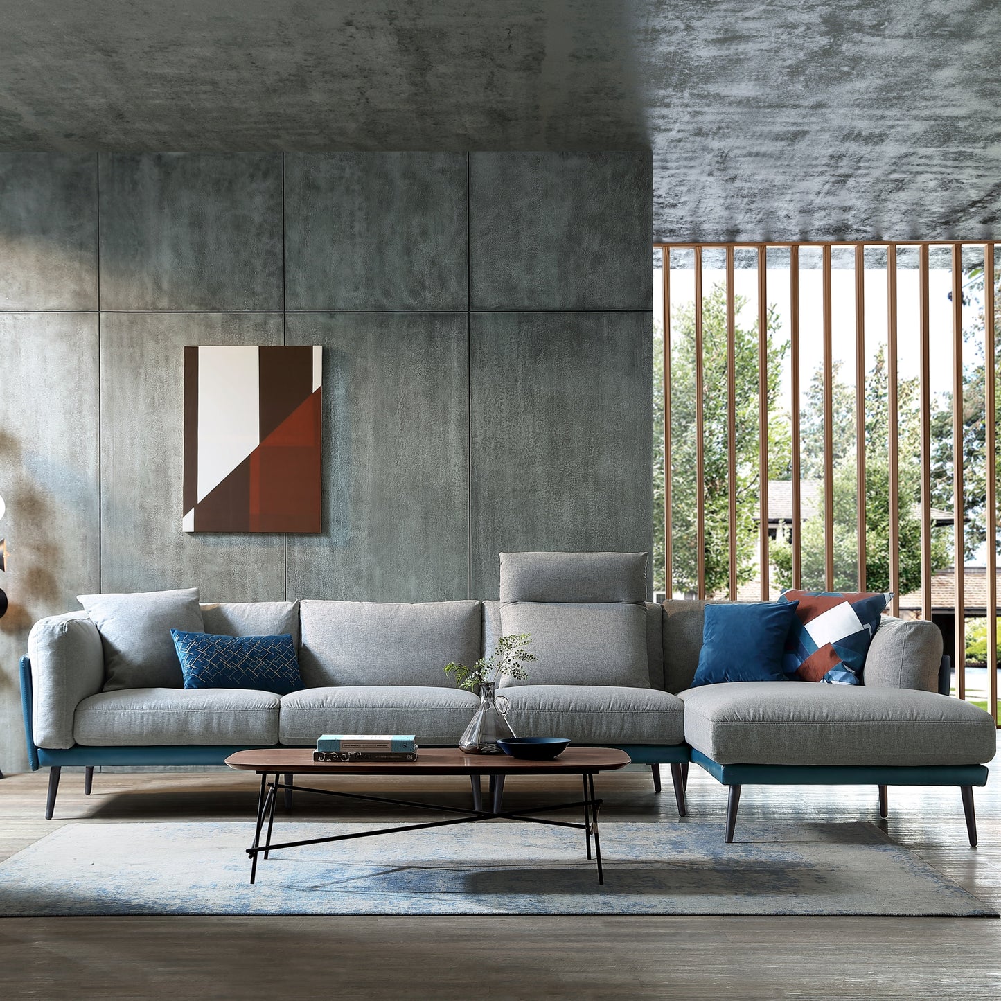 Nyna Sectional Sofa (Left Chaise) (Blue)