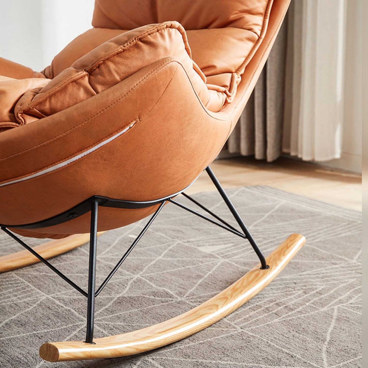Aldan Rocking Chair - Graceful Smile Arc Design for Comfortable Sitting
