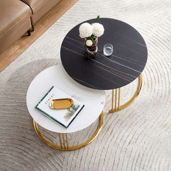 Bloodstone Round coffee Tables- Set of Two
