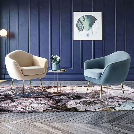 Modern Velvet Leisure Armchair - Beige