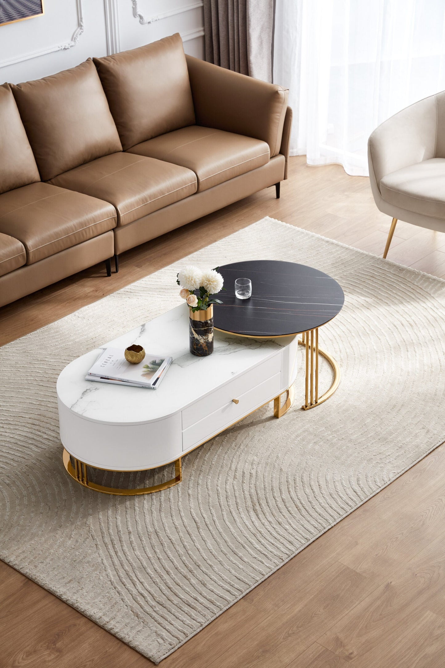 Bloodstone Oval Coffee Tables – set of Two