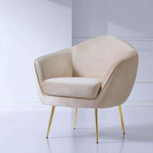 Modern Velvet Leisure Armchair - Beige