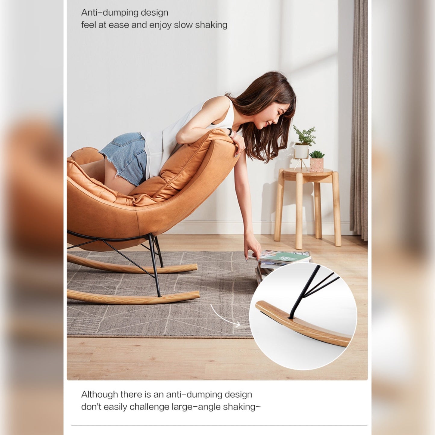 Aldan Rocking Chair - Graceful Smile Arc Design for Comfortable Sitting