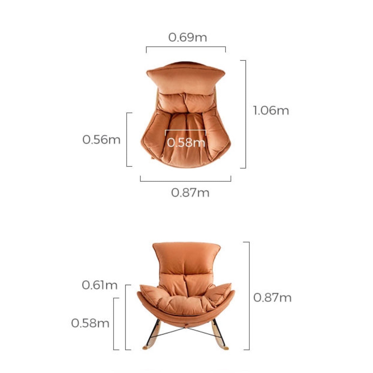 Aldan Rocking Chair - Graceful Smile Arc Design for Comfortable Sitting