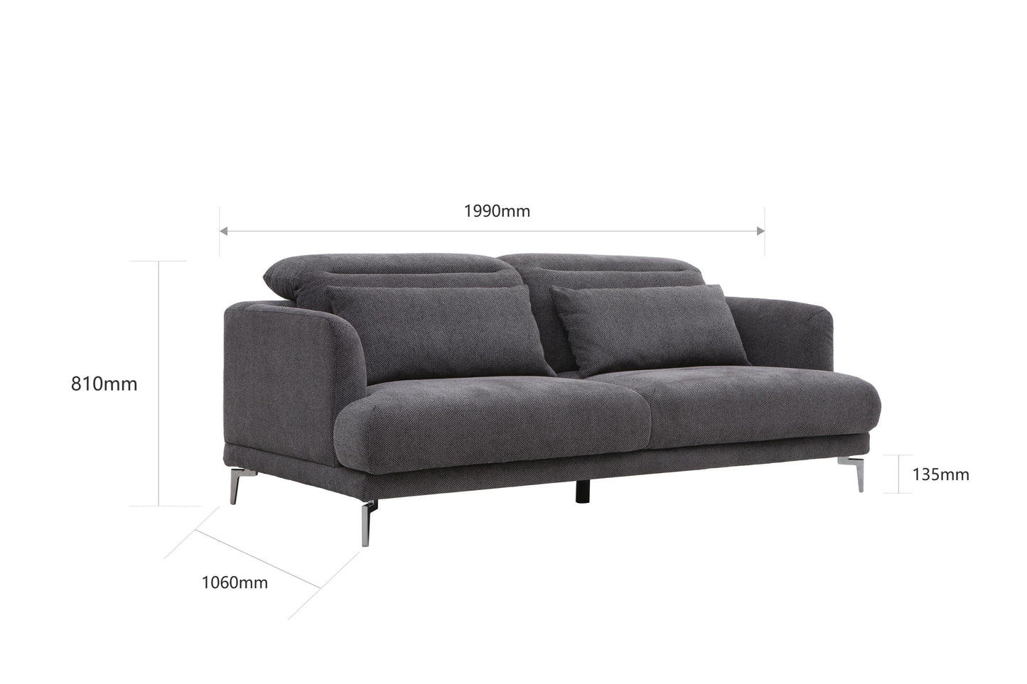 Diego Sofa - 2 Seater Grey