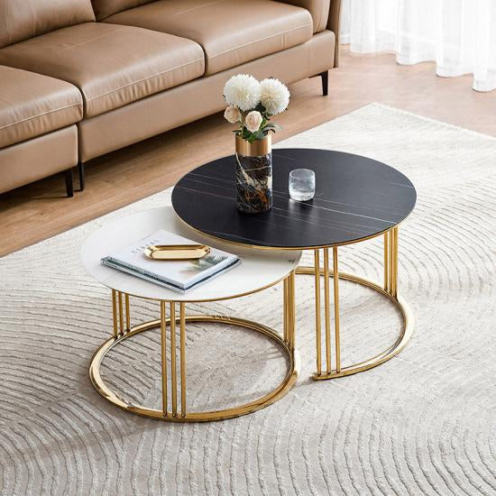 Bloodstone Round coffee Tables- Set of Two