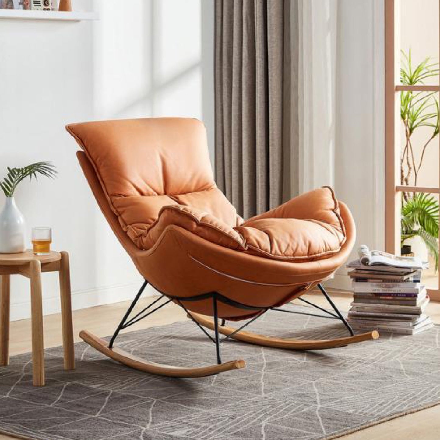Aldan Rocking Chair - Graceful Smile Arc Design for Comfortable Sitting