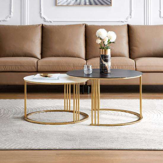 Bloodstone Round coffee Tables- Set of Two
