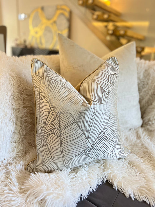 Silver and Gold Leaf pattern Jacquard Luxury Cushion Cover