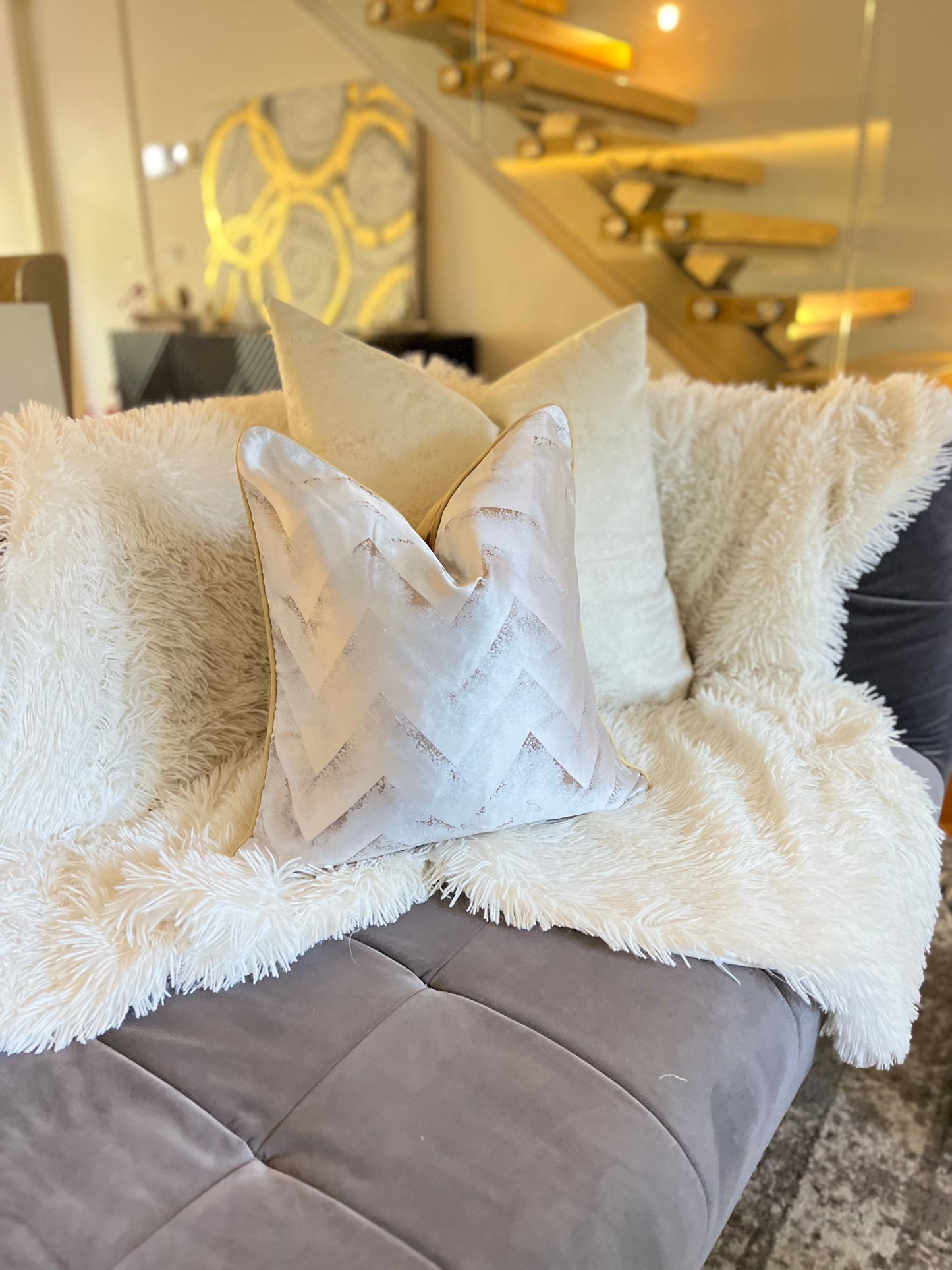 Pink and Gold back Luxury Cushion Cover