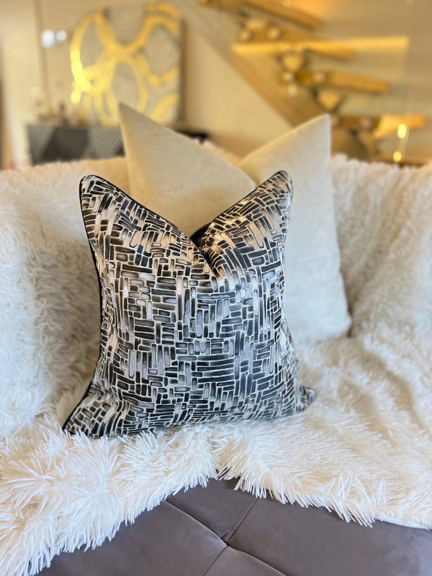 Silver and Black Luxury Cushion Cover