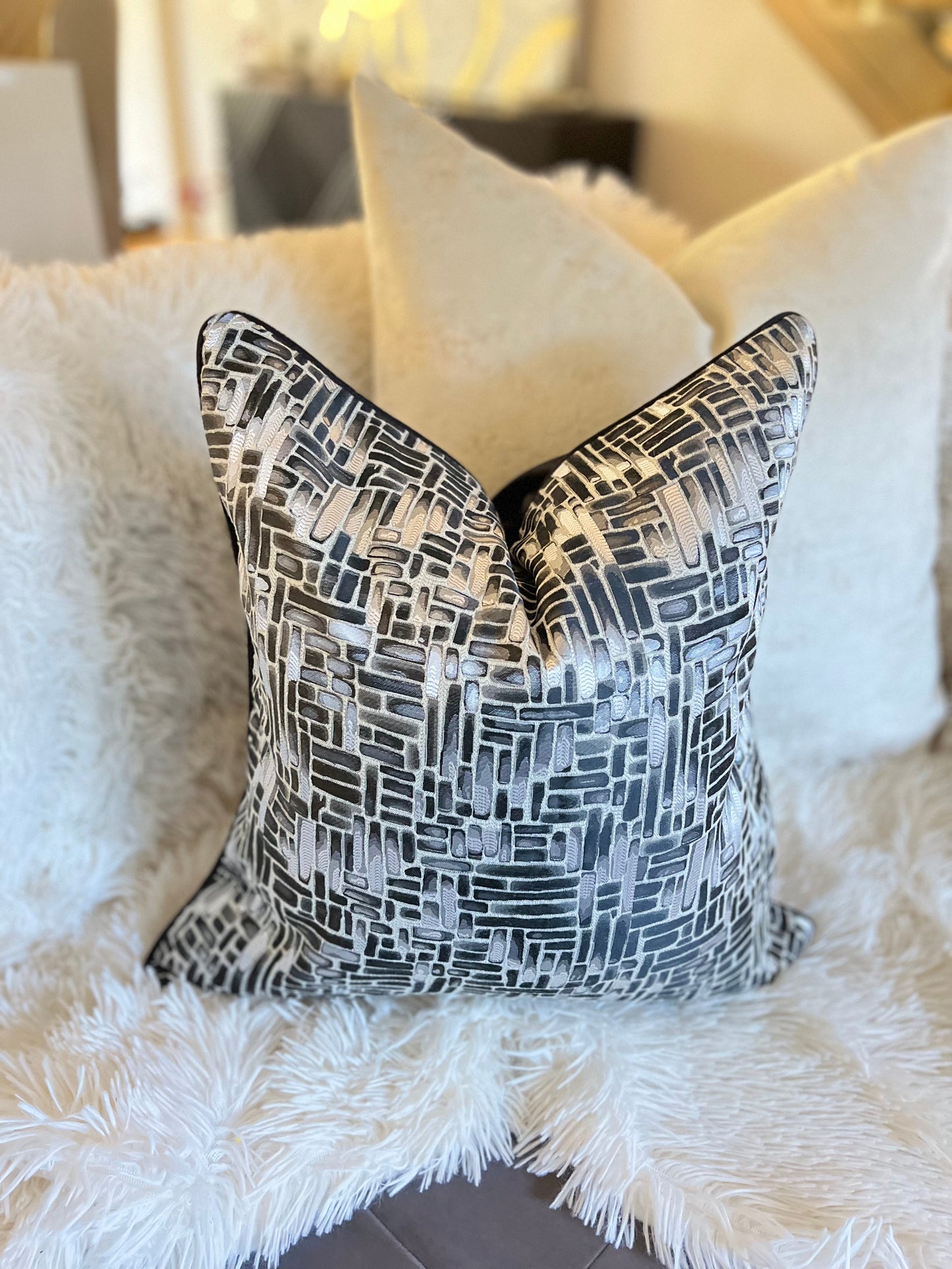 Silver and Black Luxury Cushion Cover