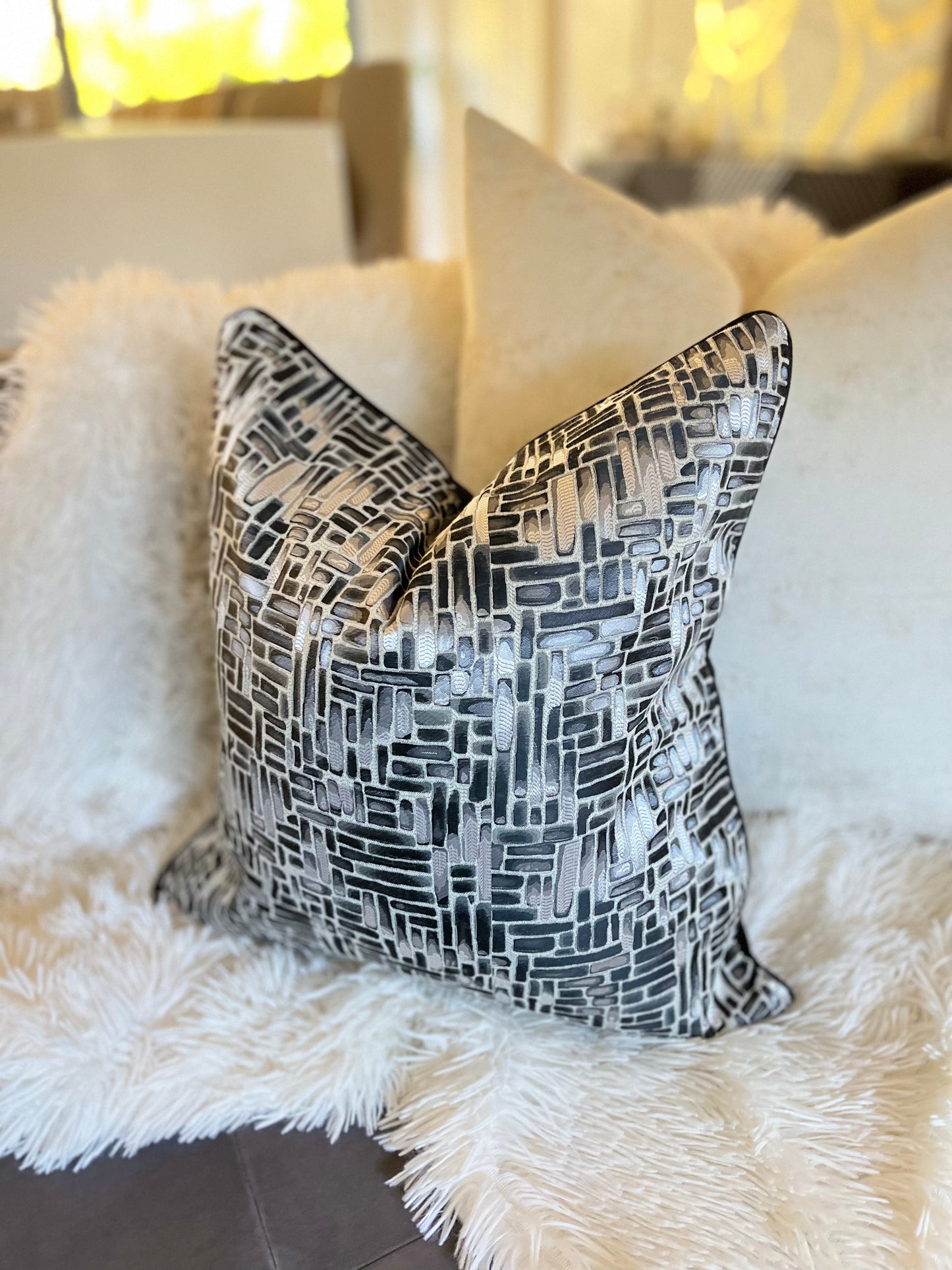 Silver and Black Luxury Cushion Cover