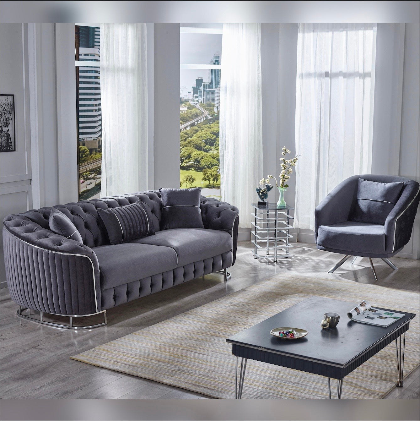 Turkish Galata Sofa - Grey