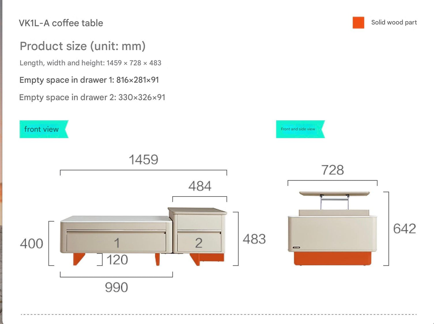 Roy Coffee Table & TV Unit (Price Per Item)