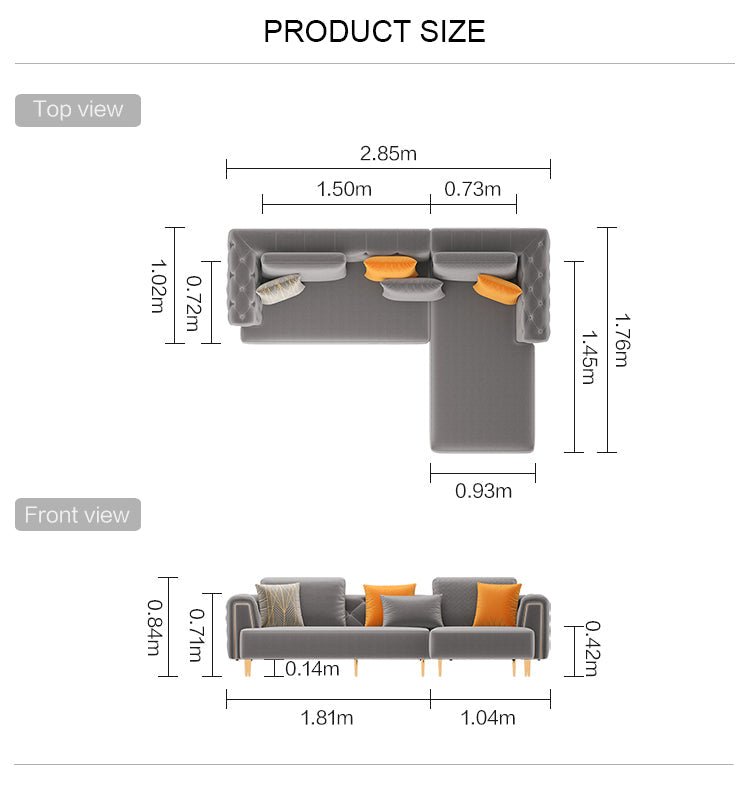 Cosmic Sectional Sofa Light Grey - Right Chaise